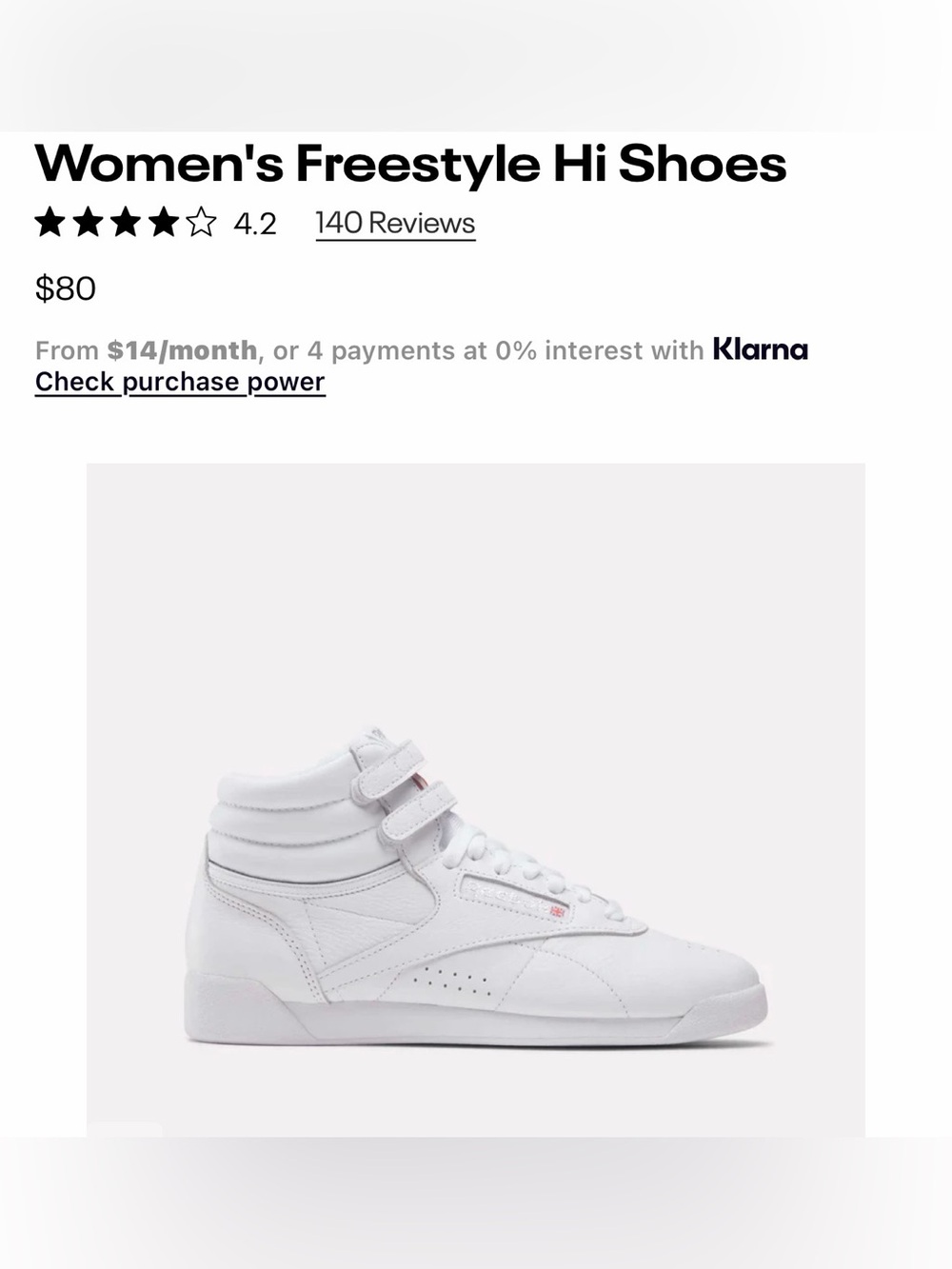 Reebok White Classic Hightop Freestyle Sneakers